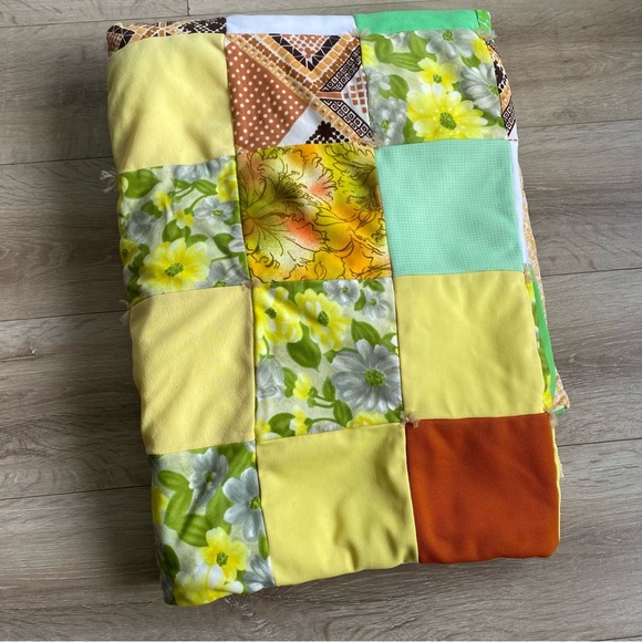 Vintage quilt small patchwork throw blanket quilt car blanket vintage handmade - Picture 7 of 7